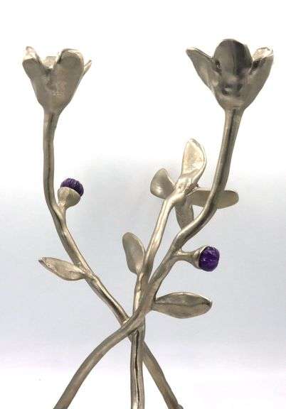 Micheal Aram Fantasy amethyst bloom Candle holder candelabra snuffer