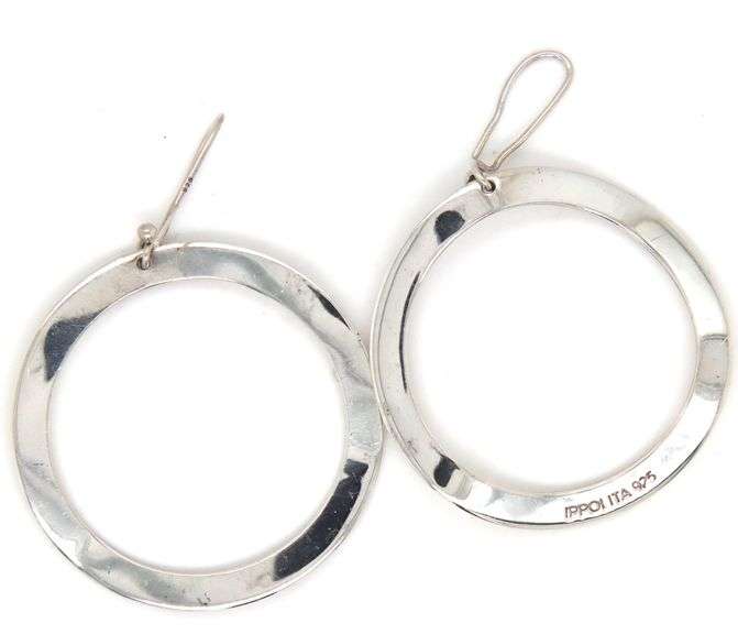 925 Sterling silver Ippolita wavy circle drop dangle earrings