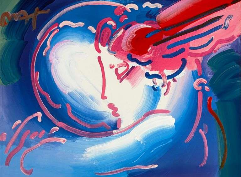 Peter Max Original Mixed Media with Acrylic Signed 'I Love The World'