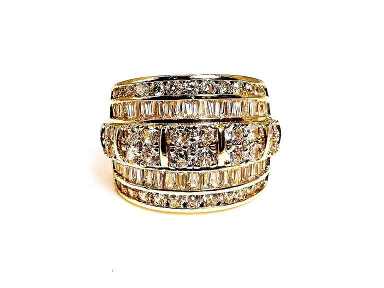 Dazzling 14 Kt Gold Plate 5.75 Cttw. Lab Simulated Diamond Ring
