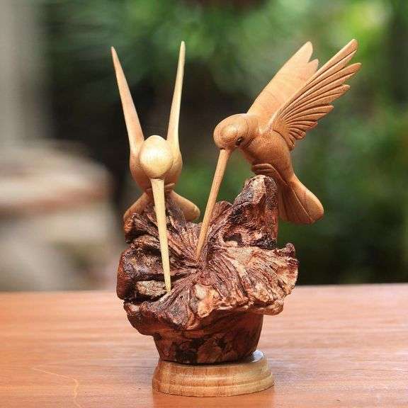 Hand-Carved Hummingbird Collectible Decor