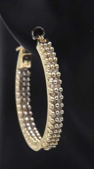 Dazzling Yellow Gold Diamond Hoop Earrings