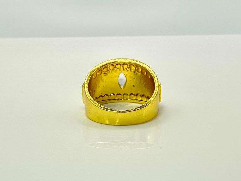 Dazzling 14 Kt Yellow Gold Plated Simulated Diamond Ring