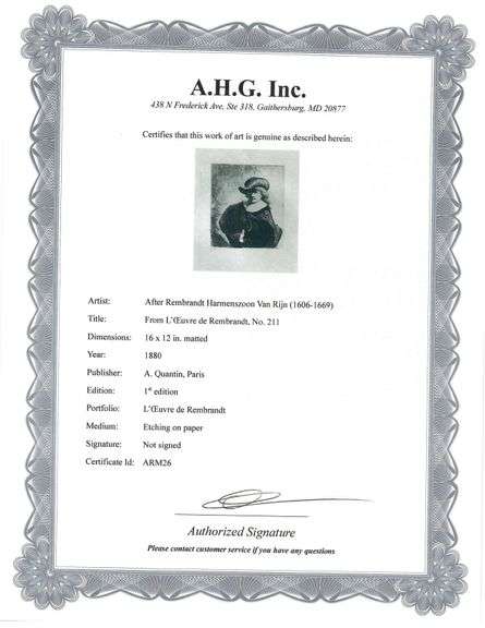 Extremely Rare and Collectible Antique Etching After Rembrandt, c. 1880