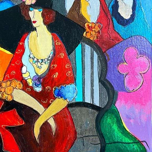 "Gossip" by Itzchak Tarkay (1935-2012)