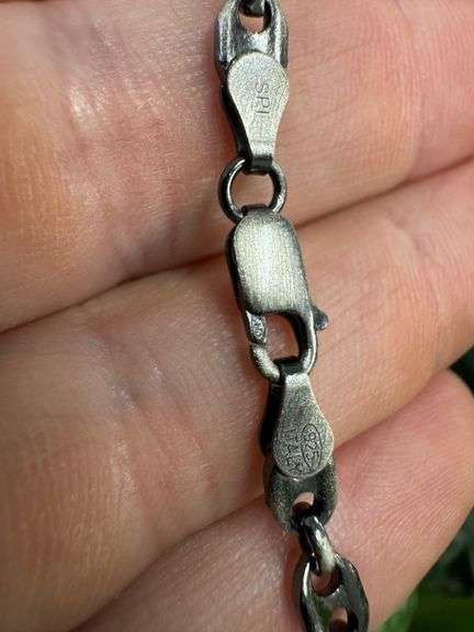 925 Sterling Silver Gun Metal Plated Marina 4.8mm Bracelet Made in Italy New 8.25"