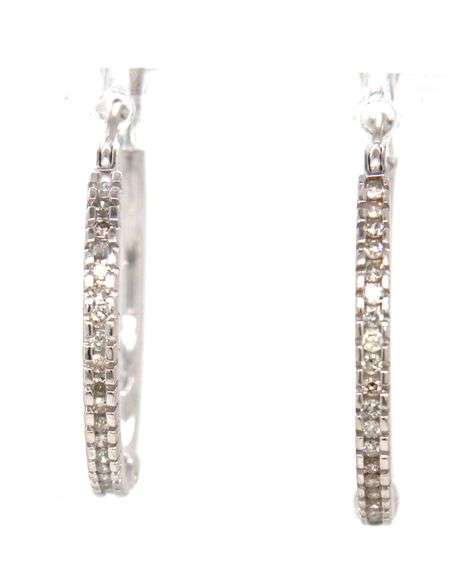 10kt White gold diamond accent hoop earrings