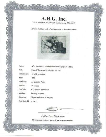 Extremely Rare and Collectible Antique Etching After Rembrandt, c. 1880