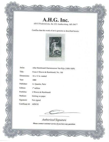 Extremely Rare and Collectible Antique Etching After Rembrandt, c. 1880