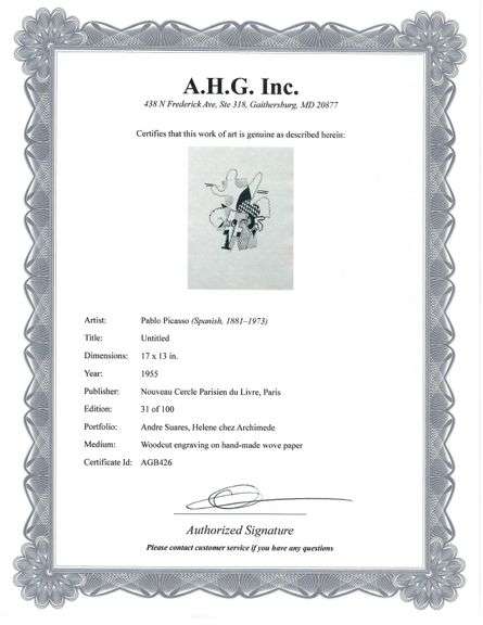 Rare Pablo Picasso Woodcut Circa 1955 Out of Only 100