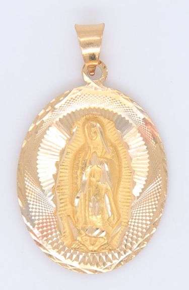 14KT Tri-color Gold Virgin Mary Pendant