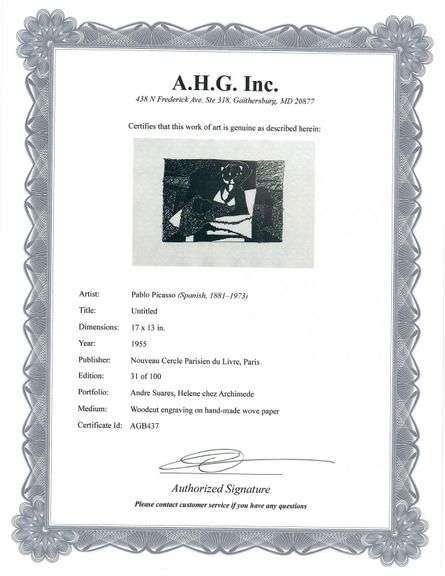 Highly Collectible Picasso Woodcut Circa 1955