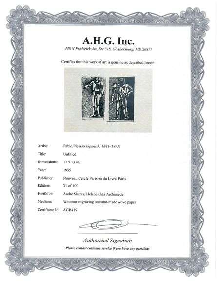 Highly Collectible Picasso Woodcut Circa 1955