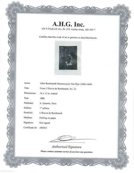 Extremely Rare and Collectible Antique Etching After Rembrandt, c. 1880