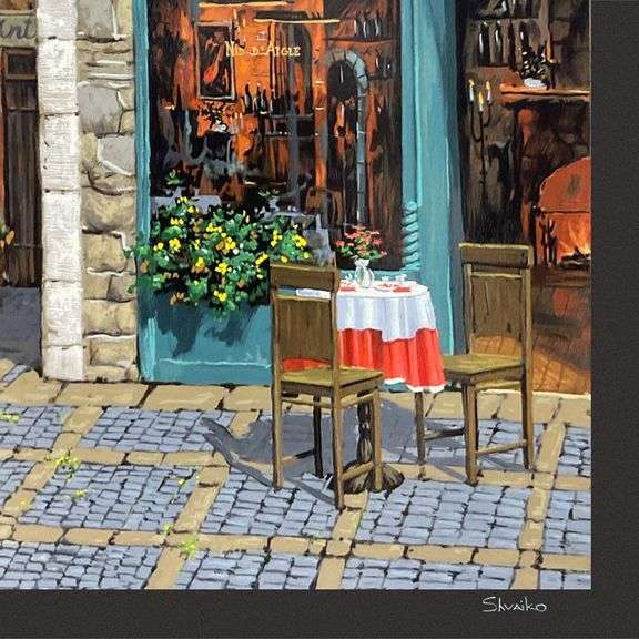 "Fresco and Fountain (Black)" by Viktor Shvaiko