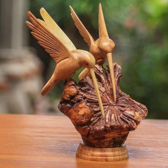 Hand-Carved Hummingbird Collectible Decor