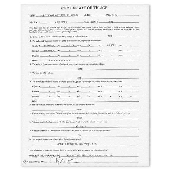 "Reflections Of Imperial Garden" by Mark King (1931-2014)