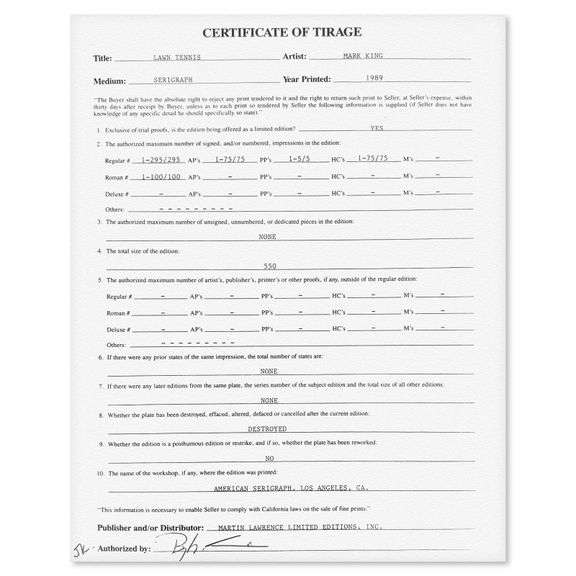 "Lawn Tennis" by Mark King (1931-2014)