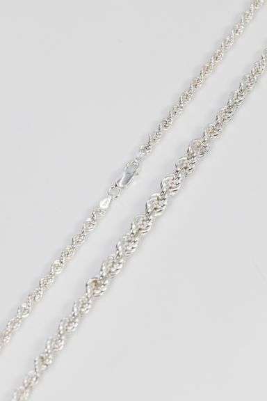 .925 Italian Sterling Silver 6mm Graduated Hollow Rope Chain Necklace 20 Inches