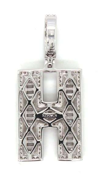 Initial H cubic zirconia pendant in 925 Sterling silver