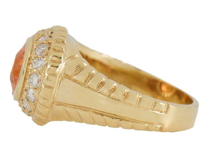 14.50ct Oval Spessartine Garnet and 0.90ctw Diamond Frame Statement Ring in 18K