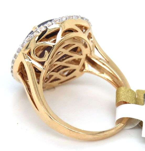 Gorgeous Massive 15.06CTS Round Cabochon-Cut Star Ruby & White Sapphire Ring in 14K Gold Over Sterli