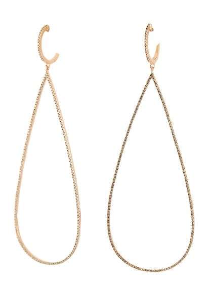 1.75ctw Top Light Brown Diamond Large Open Tear Drop Earrings in 18K