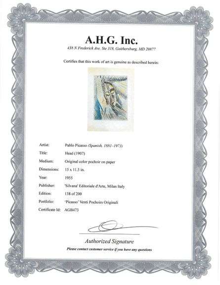 Collectible Vintage Picasso Original Pochoir Circa 1955, Head