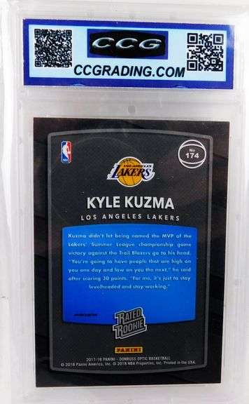 Kyle Kuzma Rookie Basketball Card, Gem Mint Graded