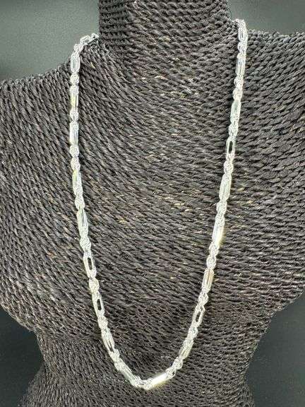 Sterling Silver Long Rope Figarope 5mm Wide Knot Figaro Link Necklace Chain 24"
