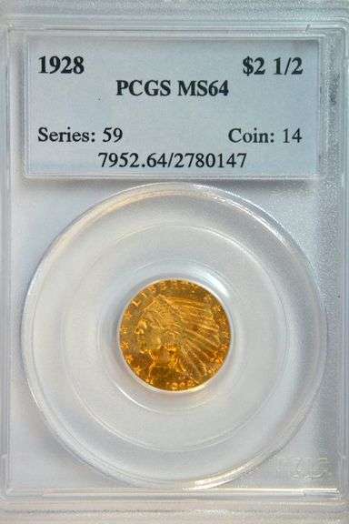 Great near Gem BU 1928 $2.50 Indian Gold Piece. PCGS MS64