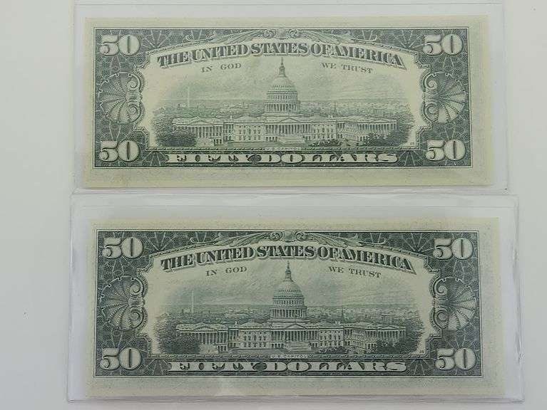 (2) 1977 U.S. $50 Notes Consecutive, UNC