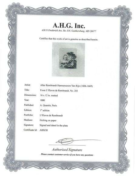 Extremely Rare and Collectible Antique Etching After Rembrandt, c. 1880