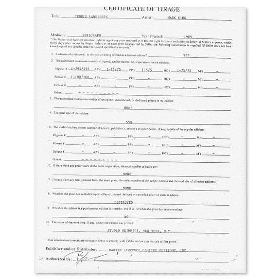 "Tennis Landscape" by Mark King (1931-2014)