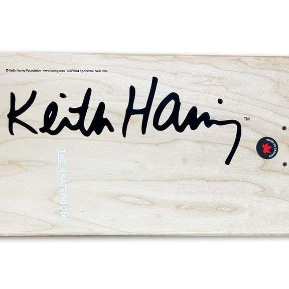 "Untitled (Smile On Stripes)" by Keith Haring (1958-1990)