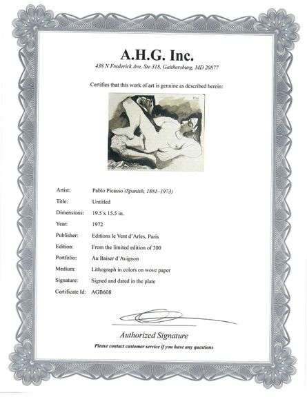 Picasso Au Baiser d'Avignon Lithograph from 1972 Portfolio