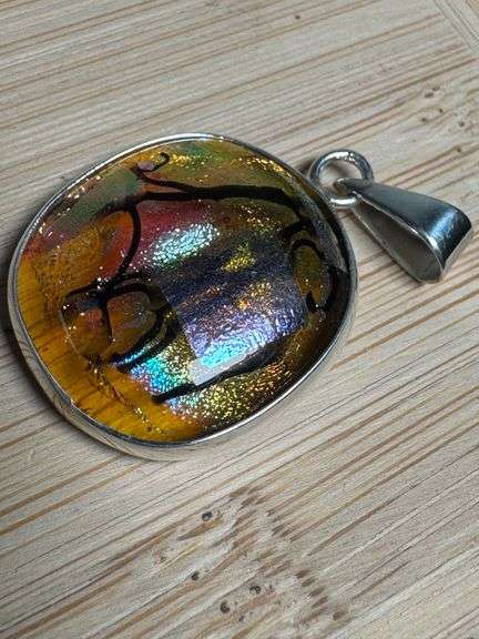 Sterling Silver 925 One of a Kind Dichroic Glass Pendant