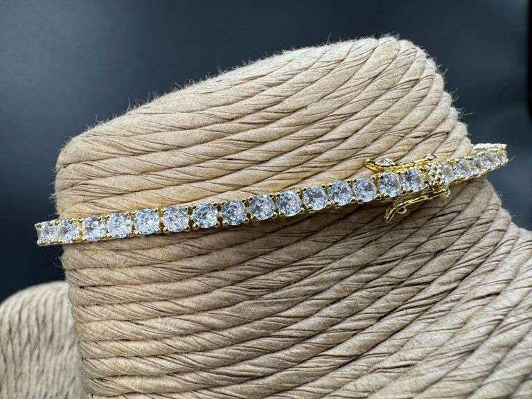 Gold Plated 925 Sterling Silver Round Clear CZ Tennis Necklace Bracelet 3mm New 8"