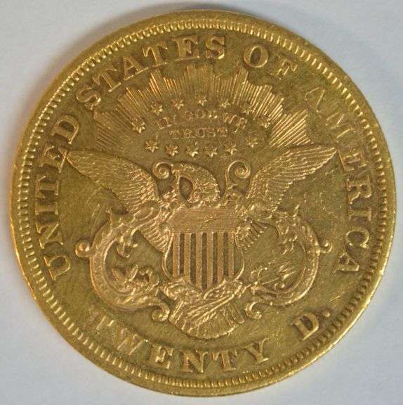 Ultra Rare Prooflike Near Mint 1868 Type 2 $20 Gold Piece. AU58.