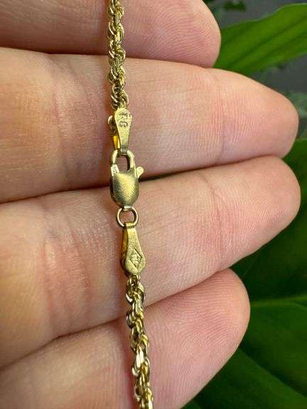 10k Yellow Gold Solid Round Rope Link Chain 2.5mm Bracelet 8"