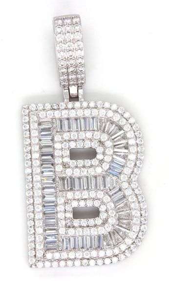 925 Sterling silver Initial B cubic zirconia pendant