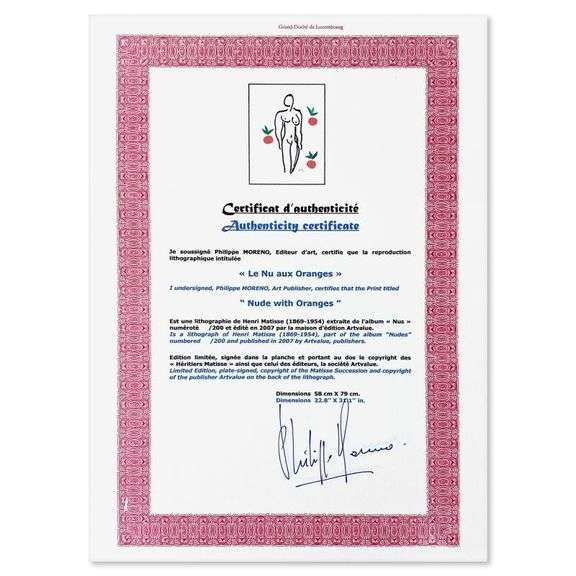 "Le Nu aux oranges" by Henri Matisse 1869-1954 (After)