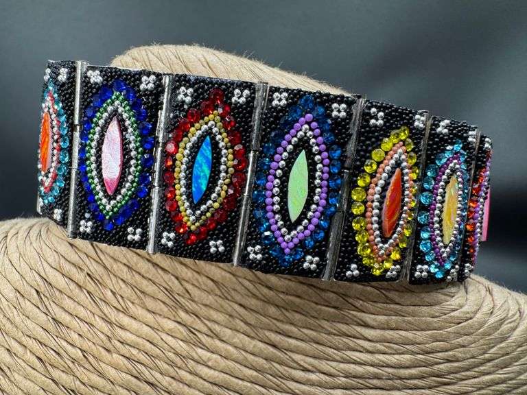 Original Handmade Mosaico Bracelet 8.5" 925 Sterling Silver Mexico Artistic Jewelry