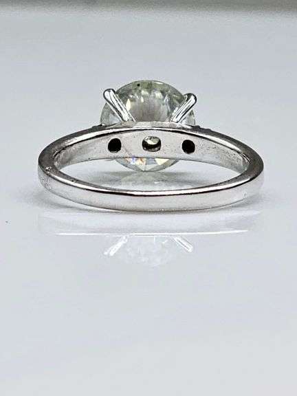 Ladies 14 K White Sparkling 5 Ct White Simulated Lab Diamond Ring