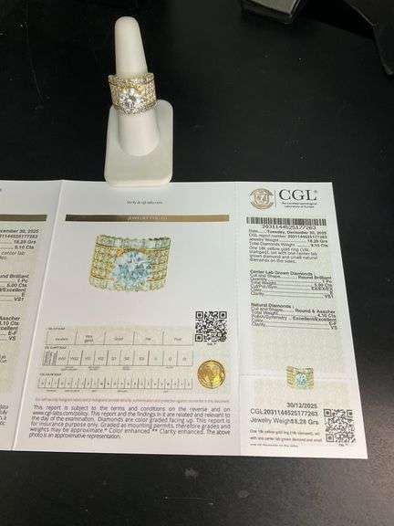 CERTIFIED BRAND NEW 18K GOLD DIAMOND ENGAGEMENT RING 9.10 CRATS