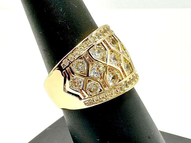 Impressive 14 Kt. Yellow Gold Plate 2.75 Ctw Simulated Diamond Ring