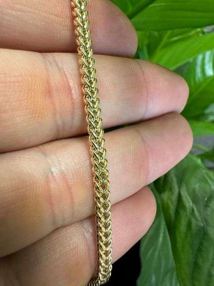 10k Yellow Gold-Hollow Franco Wheat Rope Chain 3mm Necklace 28"