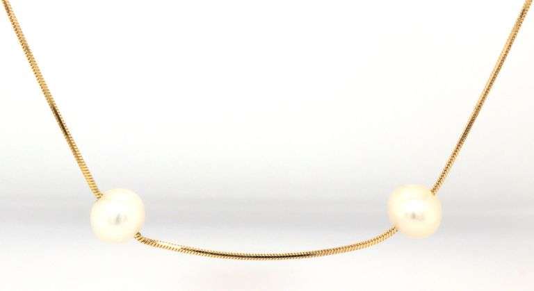14kt Yellow gold 6.5-7mm pearl station necklace