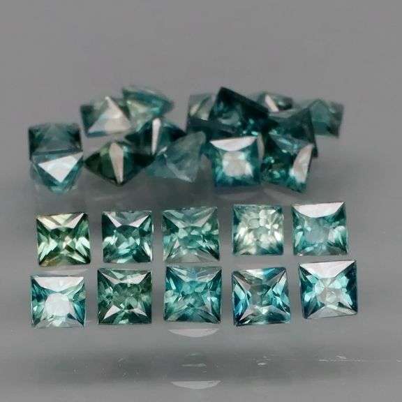 Collectors 1.84ct set of blue green princess cut Sapphires! Heated only!