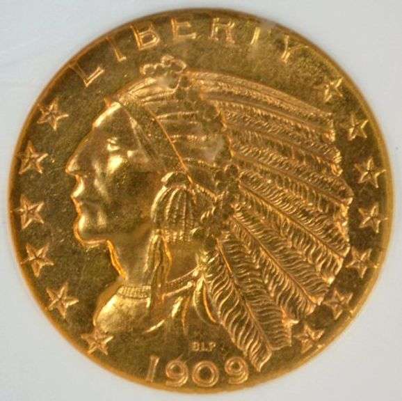 Very Choice BU 1909-D $5 Indian Gold Piece. NGC MS62 CAC Sticker